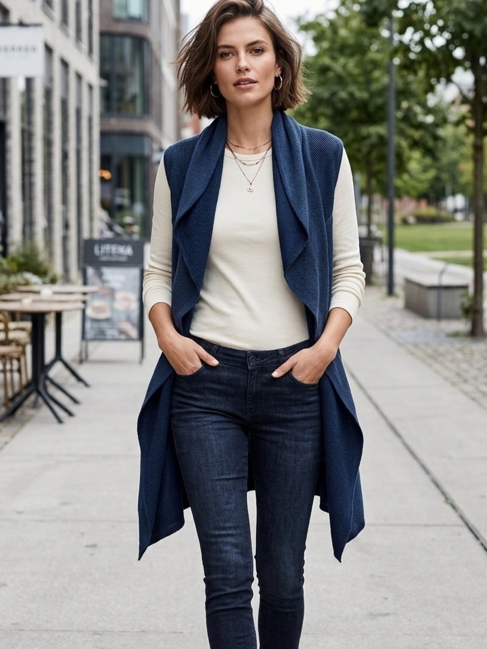 Lululemon 🍋 Sleeveless Navy Draped Open Cardigan Vest Size S-XL
